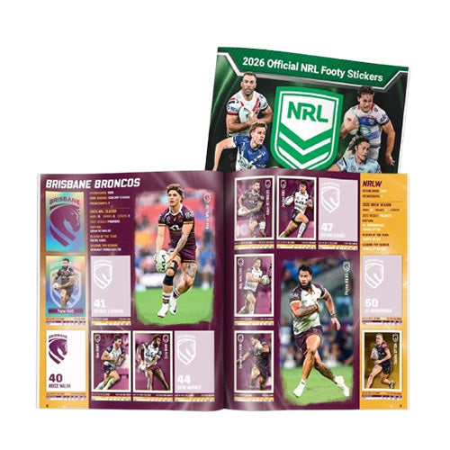 2026 NRL Rugby Stickers Book Album w/ 5 Packs