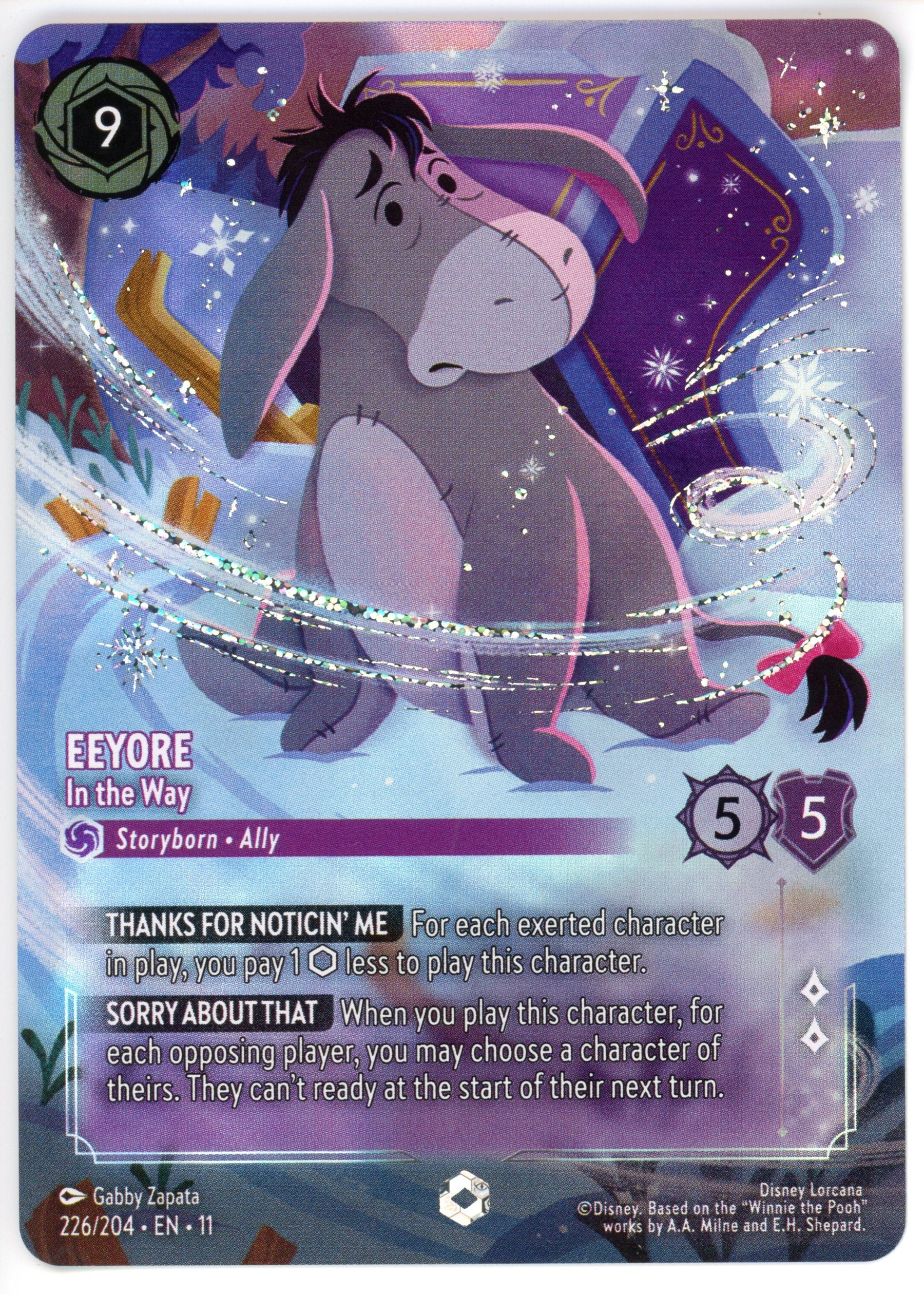 Lorcana Single: Eeyore - In the Way (Enchanted) - Winterspell (11) Near Mint